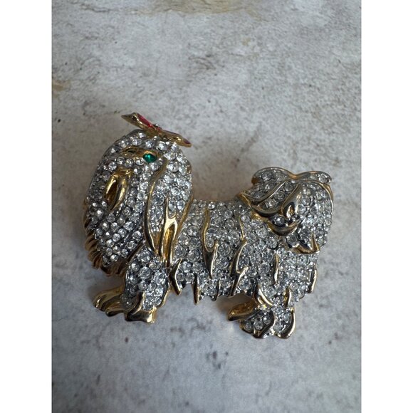 Maltese Dog Rhinestone Brooch Pin Gorgeous - Picture 3 of 10